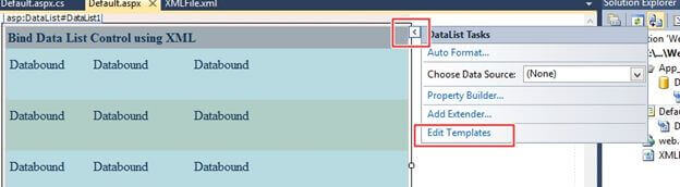 binded data list control using XML